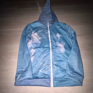 Blue Hoodie with Cross Design